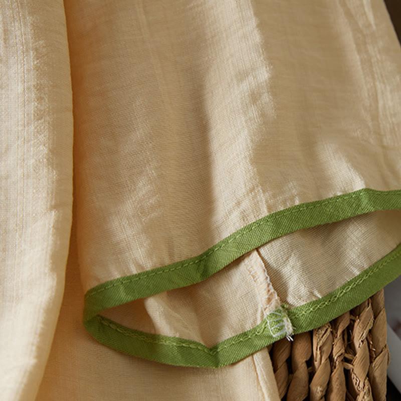 Buddha Stonesカジュアル レディース 花柄 刺繍柄 カエルボタン 斜め襟デザイン 七分袖 コットンリネン シャツ - image 9