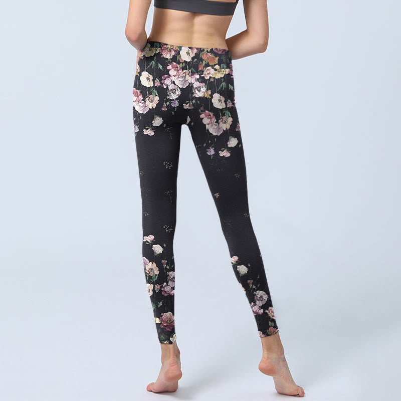 Buddha Stonesパンジーフラワー柄プリント ジムレギンス レディース ヨガパンツ - image 7