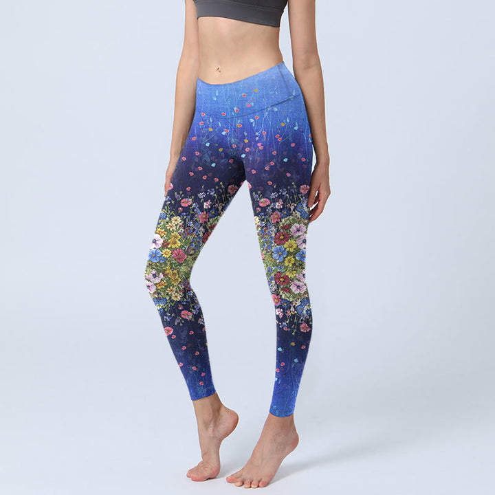 Buddha Stonesグラデーションカラーフラワー柄プリントジムレギンスレディースヨガパンツ - ダークブルー - US18、 UK/AU22、 EU50 (4XL) - image 1