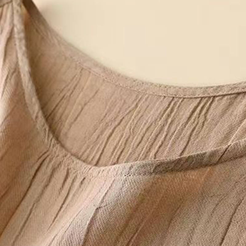 Buddha Stonesカジュアル 無地 ハンドメイド ドローストリング ウエスト ミディドレス アクリル ノースリーブ ドレス ポケット付き - image 2