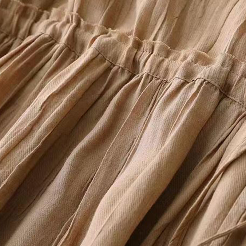 Buddha Stonesカジュアル 無地 ハンドメイド ドローストリング ウエスト ミディドレス アクリル ノースリーブ ドレス ポケット付き - image 4