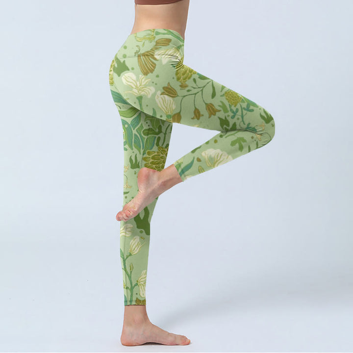 Buddha Stonesと様々な花の葉柄プリントのジムレギンス レディース ヨガパンツ - image 5