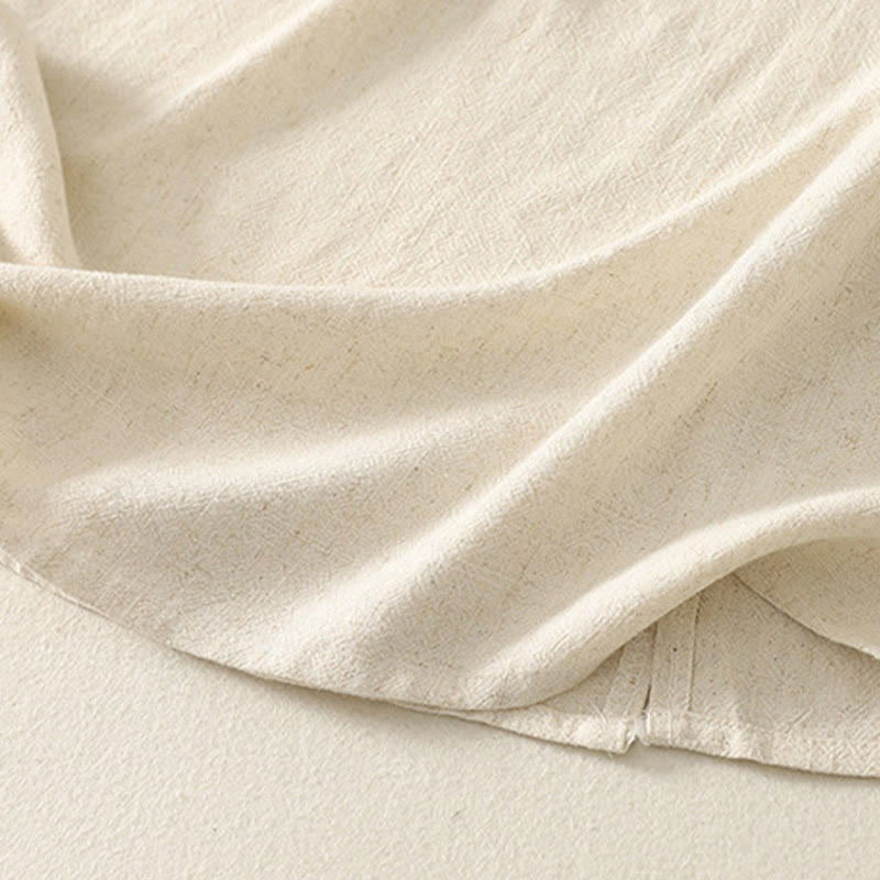 Buddha Stonesカジュアルステッチカラーハンドメイドボタンデザインミディドレスポリエステルノースリーブドレスポケット付き - image 12