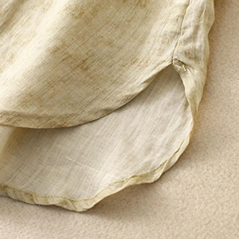 Buddha Stonesサマーカジュアル刺繍スタンドカラーデザイン七分袖アクリルミディドレス - image 17