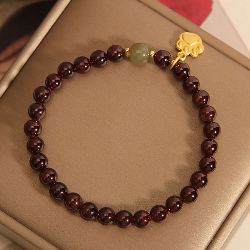 Buddha Stones猫の手ガーネット 和田翡翠ビーズ 浄化ブレスレット