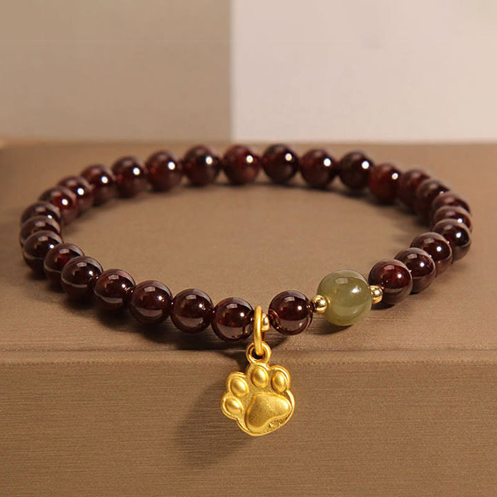 Buddha Stones猫の手ガーネット 和田翡翠ビーズ 浄化ブレスレット