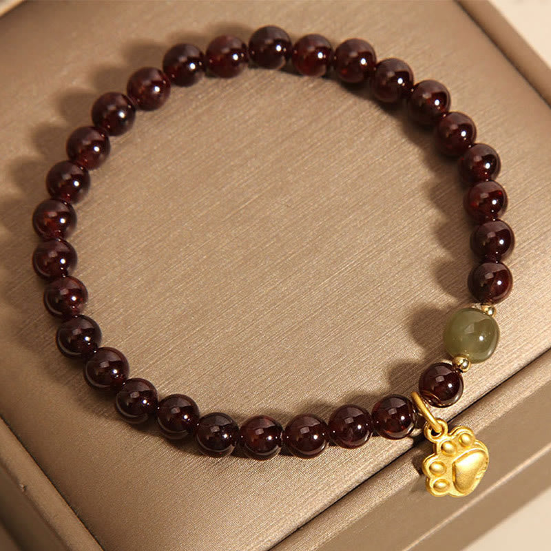 Buddha Stones猫の手ガーネット 和田翡翠ビーズ 浄化ブレスレット