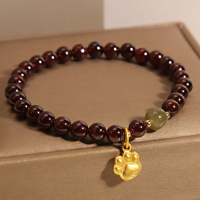 Buddha Stones猫の手ガーネット 和田翡翠ビーズ 浄化ブレスレット