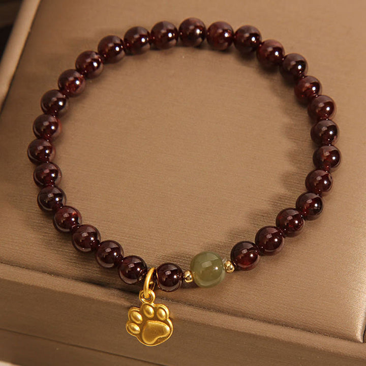 Buddha Stones猫の手ガーネット 和田翡翠ビーズ 浄化ブレスレット