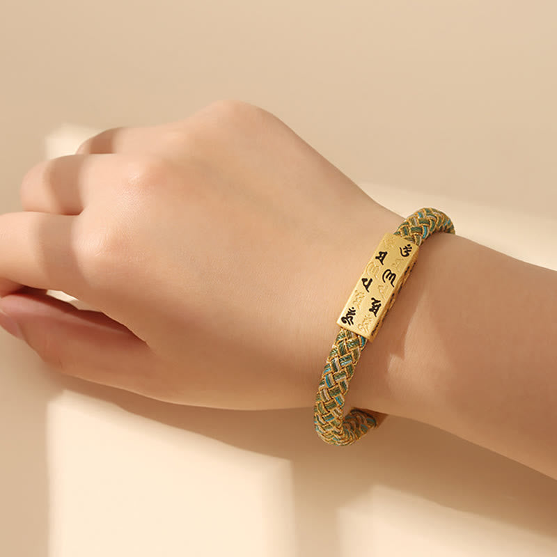 Buddha StonesチベットOm Mani Padme Hum各種カラーロープ 金糸 ダイヤモンドノット 幸運バックルブレスレット