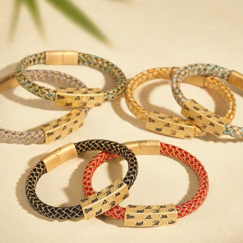 Buddha StonesチベットOm Mani Padme Hum各種カラーロープ 金糸 ダイヤモンドノット 幸運バックルブレスレット