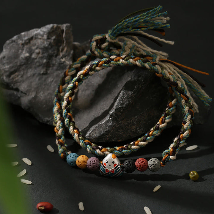 Buddha Stones、ドラゴンボートフェスティバル、カラフルなロープ、溶岩、フーキャラクター、ライスダンプリング、幸運の編み込みブレスレット