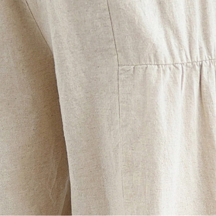 Buddha Stonesカジュアル 無地 レース スプライシング コットン リネン レディース クロップド ワイドレッグ パンツ ポケット付き - image 8