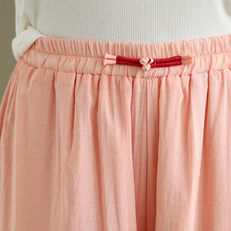 Buddha Stonesカジュアル ヴィンテージ サイドスリットヘムデザイン コットンリネン レディース ワイドレッグパンツ ポケット付き - image 4