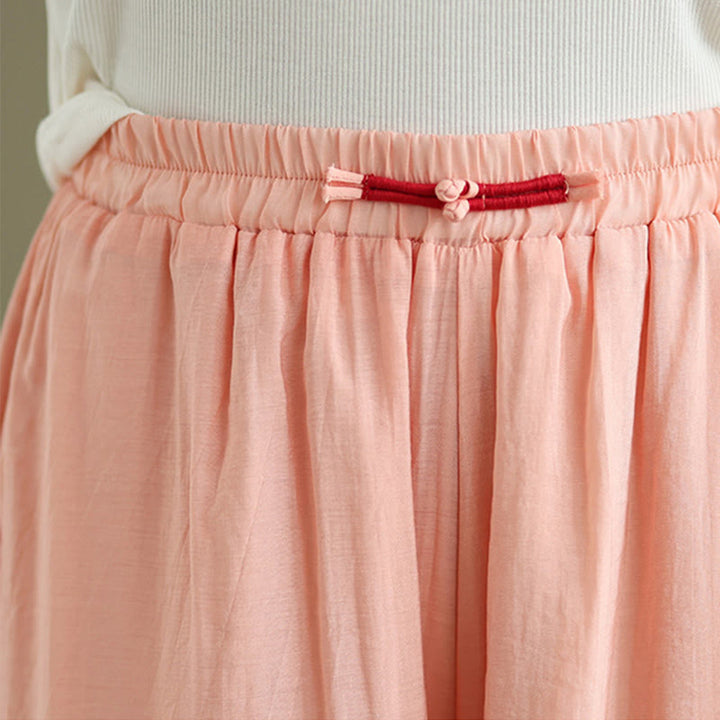 Buddha Stonesカジュアル ヴィンテージ サイドスリットヘムデザイン コットンリネン レディース ワイドレッグパンツ ポケット付き - image 4