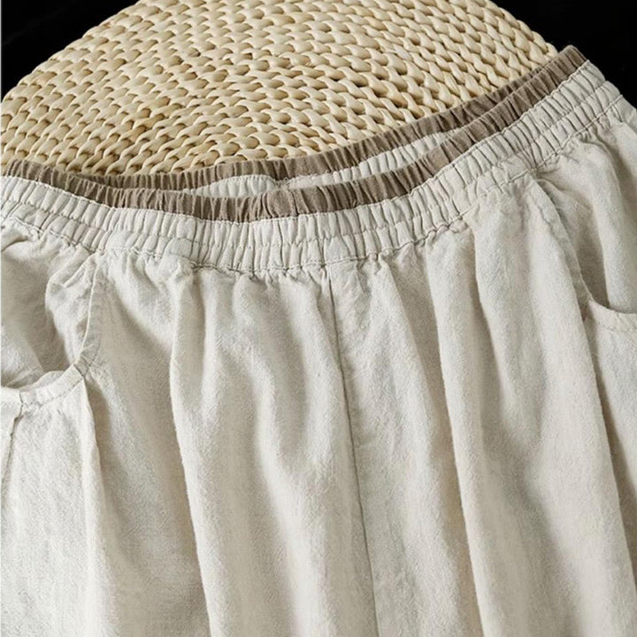 Buddha Stonesヴィンテージ 無地 刺繍 コットンリネン レディース 7-8丈 ハーレムパンツ ポケット付き - image 2