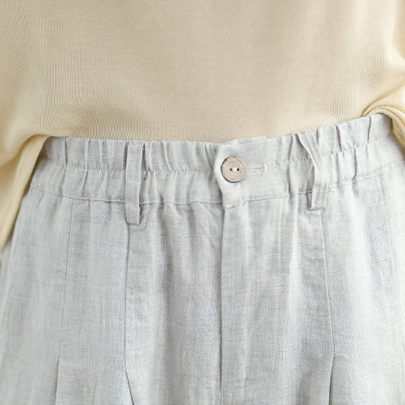 Buddha Stonesカジュアル サマー 無地 ハイウエスト レディース コットンリネン ハーレムパンツ ポケット付き - image 5