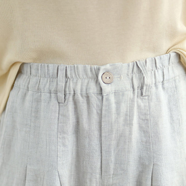 Buddha Stonesカジュアル サマー 無地 ハイウエスト レディース コットンリネン ハーレムパンツ ポケット付き - image 5