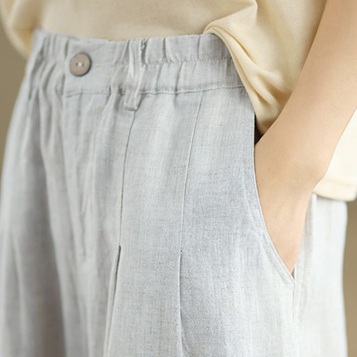 Buddha Stonesカジュアル サマー 無地 ハイウエスト レディース コットンリネン ハーレムパンツ ポケット付き - image 6