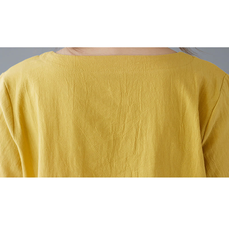 Buddha Stonesサイドスリットデザイン レディース コットンポリエステル クルーネック 半袖Tシャツ ポケット付き - image 9