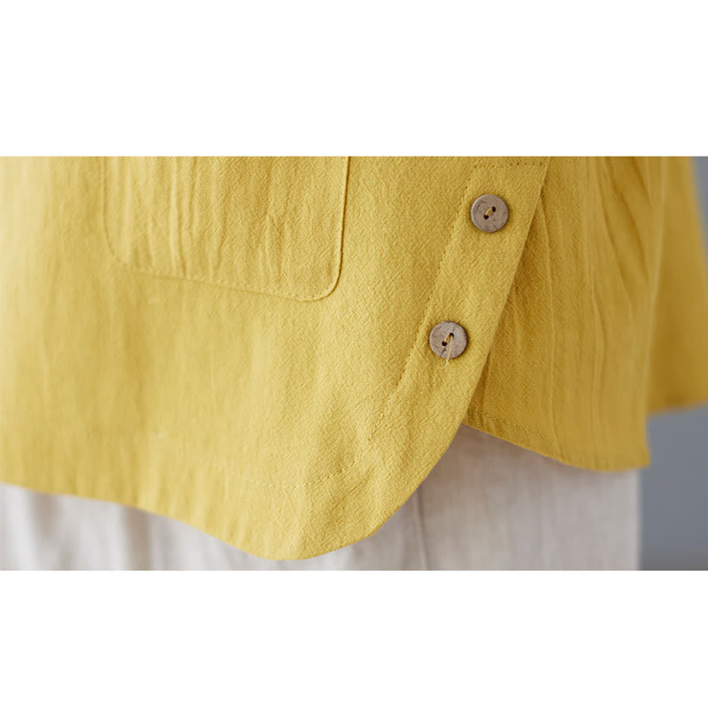 Buddha Stonesサイドスリットデザイン レディース コットンポリエステル クルーネック 半袖Tシャツ ポケット付き - image 12