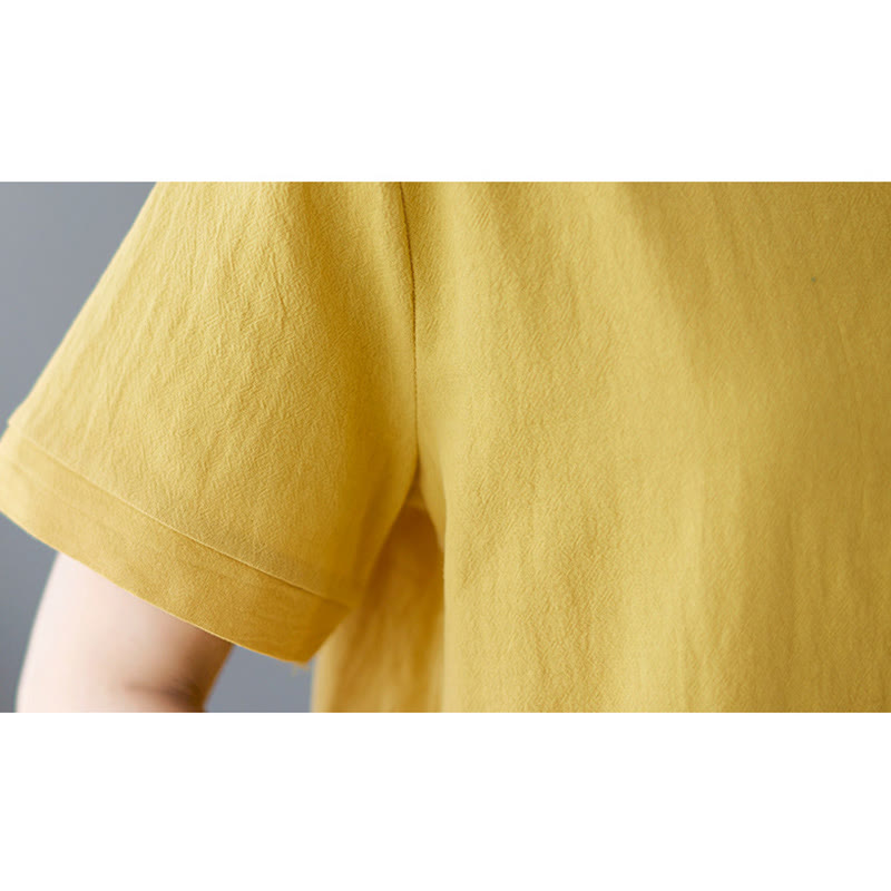 Buddha Stonesサイドスリットデザイン レディース コットンポリエステル クルーネック 半袖Tシャツ ポケット付き - image 10