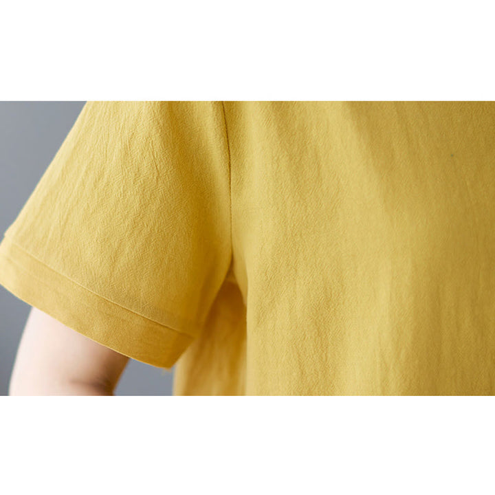 Buddha Stonesサイドスリットデザイン レディース コットンポリエステル クルーネック 半袖Tシャツ ポケット付き - image 10