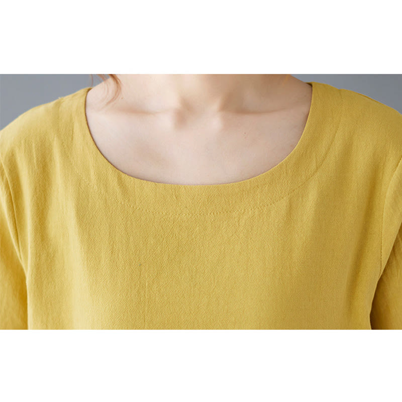 Buddha Stonesサイドスリットデザイン レディース コットンポリエステル クルーネック 半袖Tシャツ ポケット付き - image 8