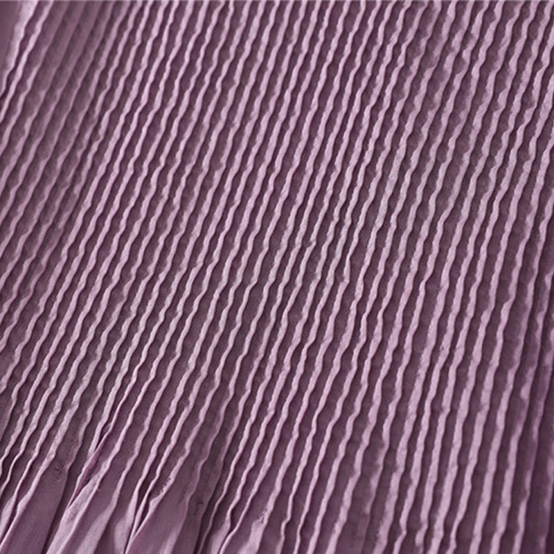 Buddha Stones無地アコーディオンデザイン ノースリーブ コットン ミディドレス ポケット付き - image 5