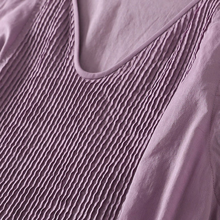 Buddha Stones無地アコーディオンデザイン ノースリーブ コットン ミディドレス ポケット付き - image 4