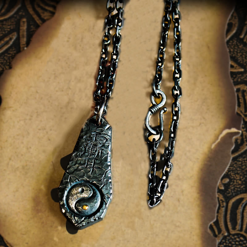 Buddha Stones999スターリングシルバー 24Kゴールド 北斗七星 陰陽デザイン ハーモニーネックレスペンダント - 999スターリングシルバーとシルバーチェーン - image 10