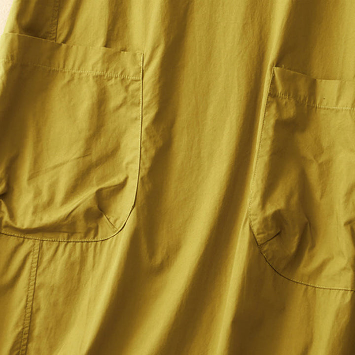 Buddha Stonesサマー 無地 クルーネック シンプル 半袖 デザイン ミディドレス ポケット付き - image 18