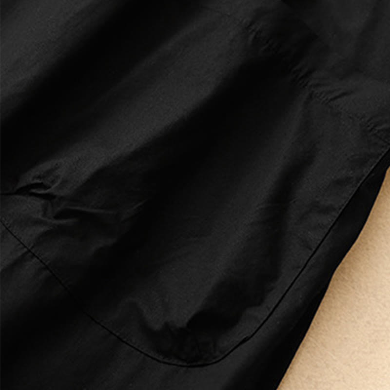 Buddha Stonesサマー 無地 クルーネック シンプル 半袖 デザイン ミディドレス ポケット付き - image 12