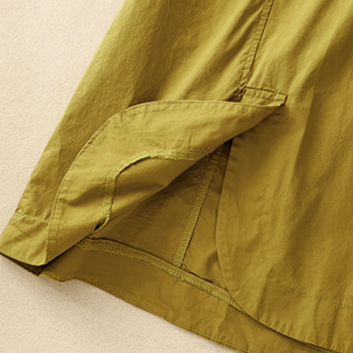 Buddha Stonesサマー 無地 クルーネック シンプル 半袖 デザイン ミディドレス ポケット付き - image 21