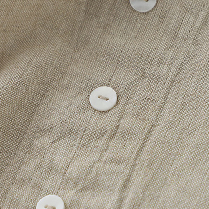 Buddha Stonesデイリーカジュアル ピュアカラー Vネック シンプルボタンデザイン ノースリーブ ミディドレス - image 5