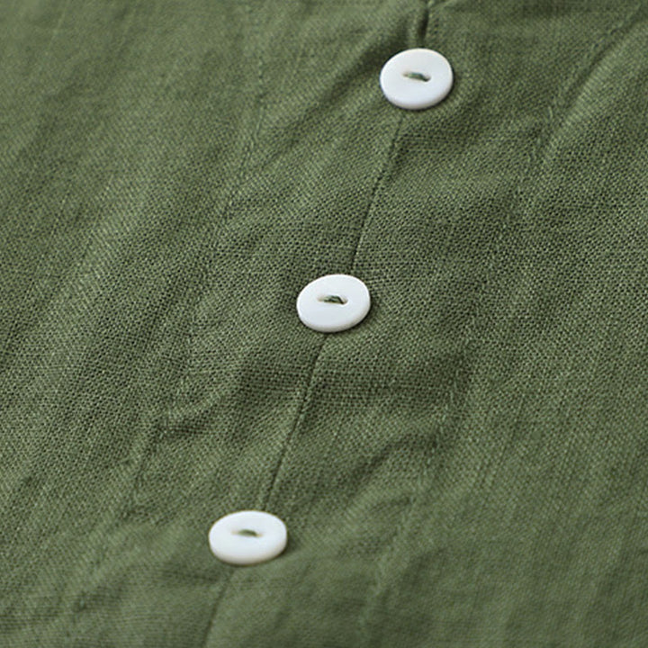 Buddha Stonesデイリーカジュアル ピュアカラー Vネック シンプルボタンデザイン ノースリーブ ミディドレス - image 13