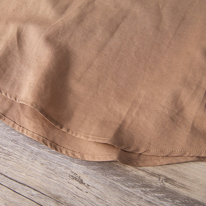 Buddha Stonesデイリー 無地 パッチ カラーマッチングデザイン メンズ 半袖 コットンリネン シャツ - image 16