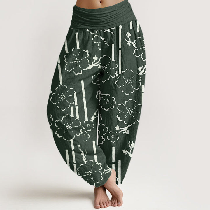 Buddha Stones柄ライン柄デザイン レディース 伸縮性ウエスト ハーレムパンツ - シーグリーン - US22、 UK/AU26、 EU54 (6XL) - image 1