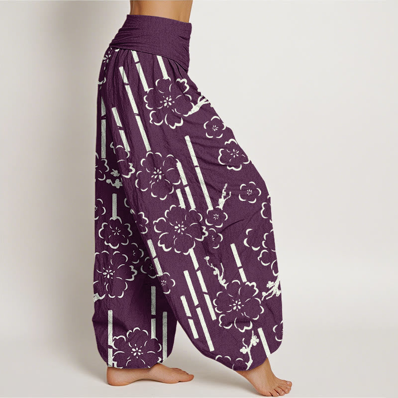 Buddha Stones柄ライン柄デザイン レディース 伸縮性ウエスト ハーレムパンツ - image 10