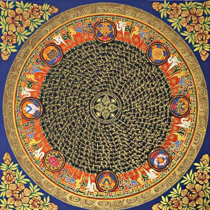 Buddha Stonesチベットタンカ画Om Mani Padme Hum経典 手作り装飾（ランダムスタイル）