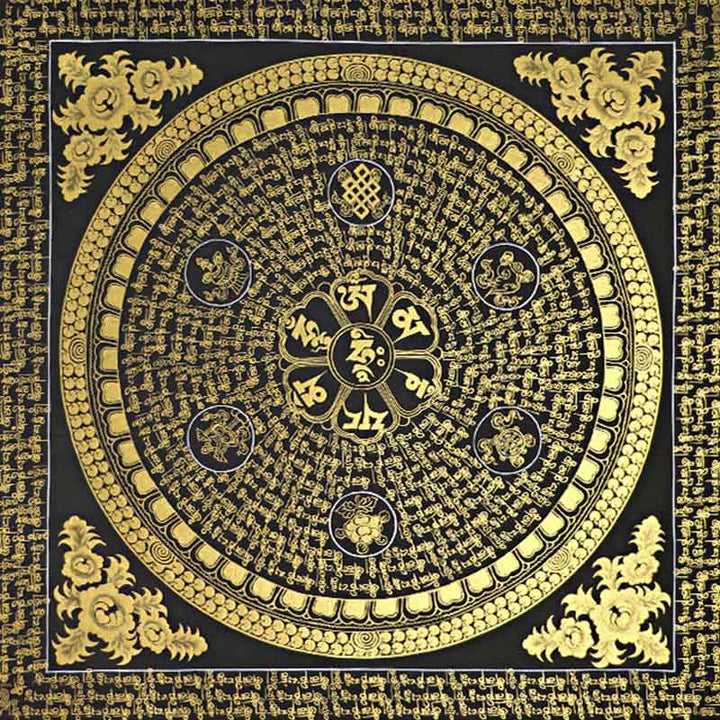 Buddha Stonesチベットタンカ画Om Mani Padme Hum経典 手作り装飾（ランダムスタイル）