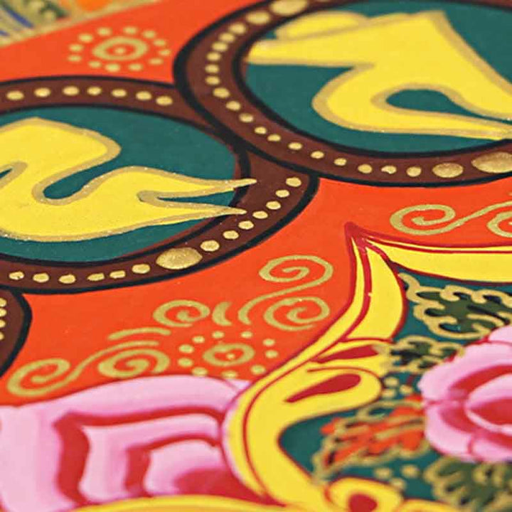Buddha Stonesチベットタンカ画Om Mani Padme Hum経典 手作り装飾（ランダムスタイル）