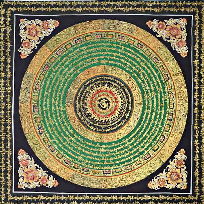 Buddha Stonesチベットタンカ画Om Mani Padme Hum経典 手作り装飾（ランダムスタイル）