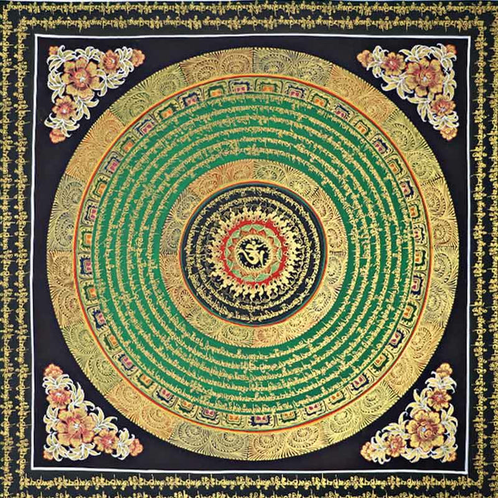 Buddha Stonesチベットタンカ画Om Mani Padme Hum経典 手作り装飾（ランダムスタイル）