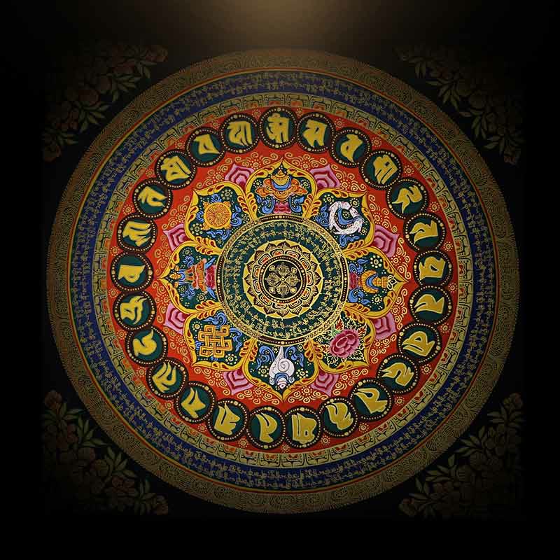 Buddha Stonesチベットタンカ画Om Mani Padme Hum経典 手作り装飾（ランダムスタイル）