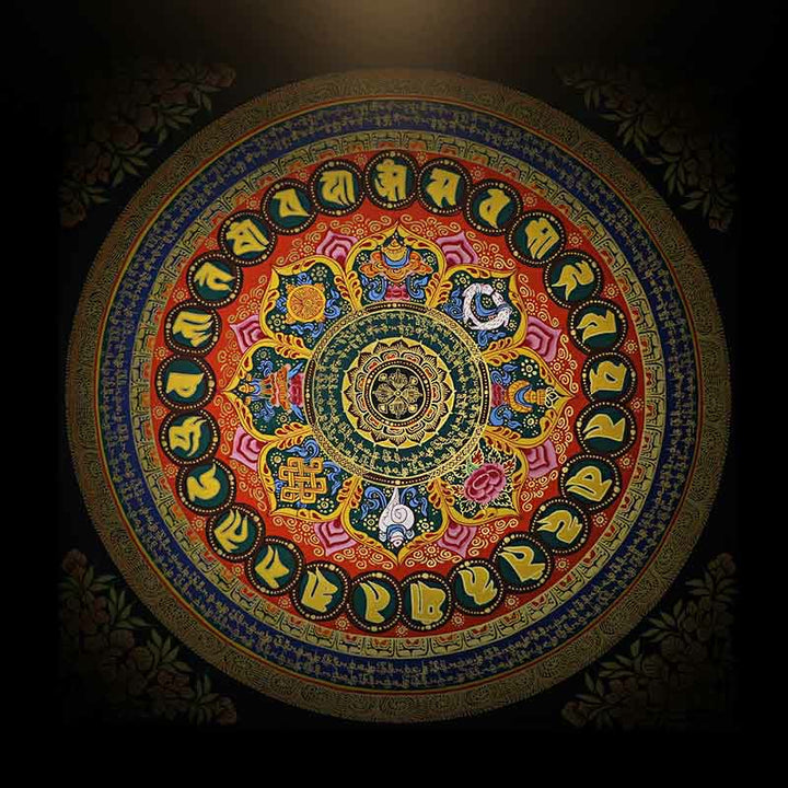 Buddha Stonesチベットタンカ画Om Mani Padme Hum経典 手作り装飾（ランダムスタイル）
