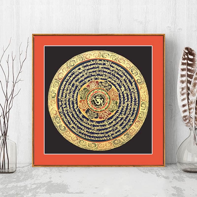 Buddha Stonesチベットタンカ画 六つの真実の言葉 経典 手作り装飾 ブラインドボックス（ランダムスタイル） - image 0