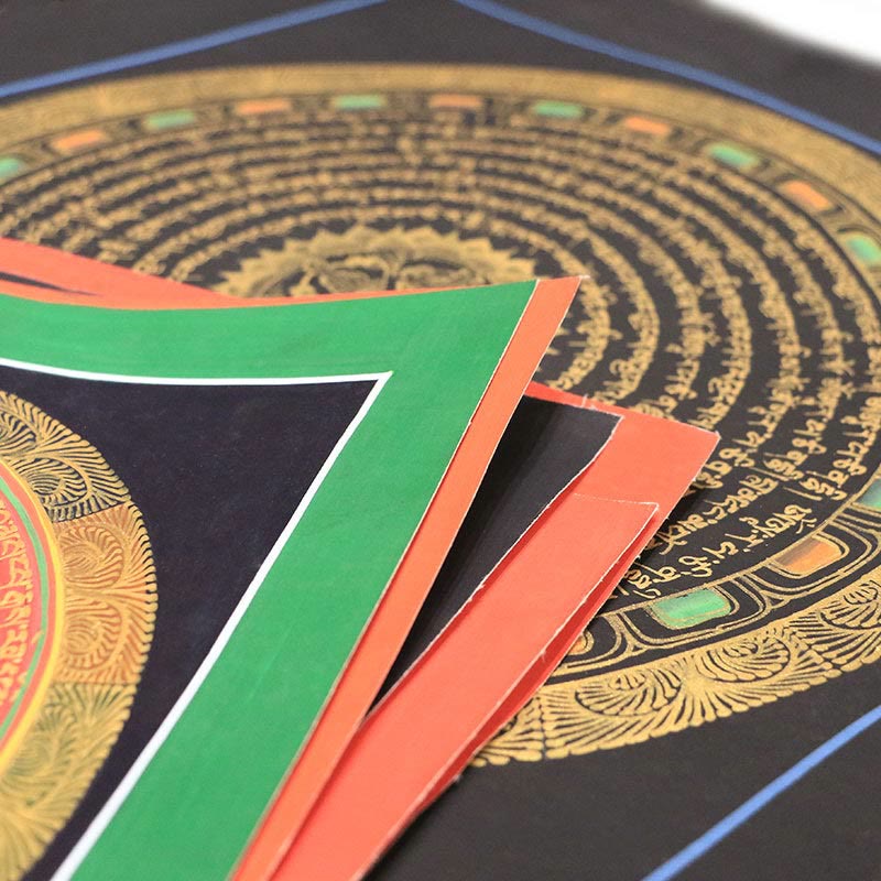 Buddha Stonesチベットタンカ画 六つの真実の言葉 経典 手作り装飾 ブラインドボックス（ランダムスタイル）