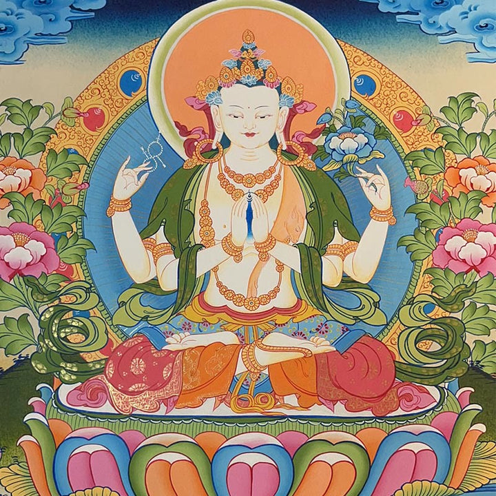 Buddha Stonesチベットタンカ画 黄色の富の神 緑の多羅観音 手作り装飾 ブラインドボックス（ランダムスタイル）