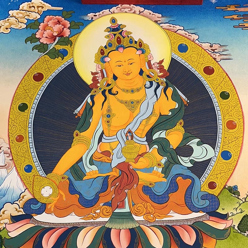 Buddha Stonesチベットタンカ画 黄色の富の神 緑の多羅観音 手作り装飾 ブラインドボックス（ランダムスタイル）